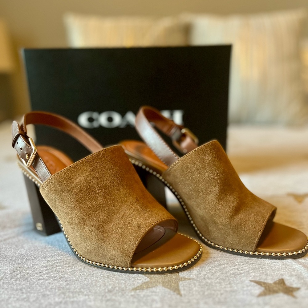 Coach Maxinne Suede Slingback Block Healed Sandals Size 7.5